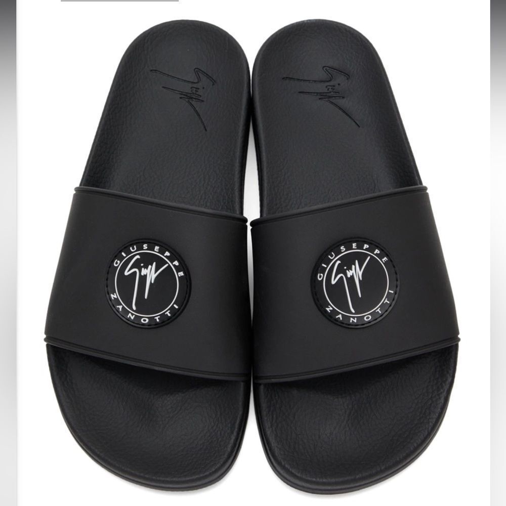 Giuseppe Zanotti Black Logo Pool Slides Men’s Sz 10.5
